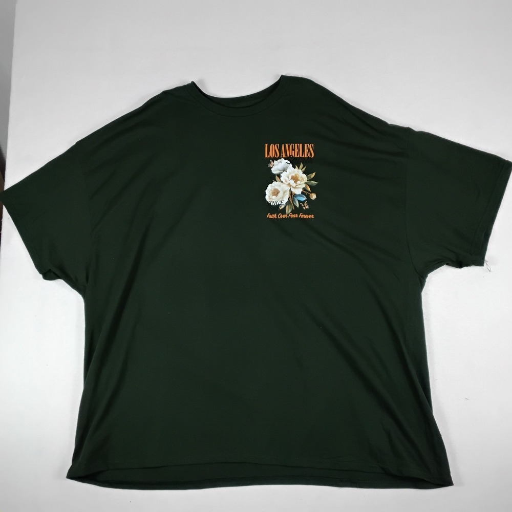 Popular Poison Los Angeles Mens 5XL Green Floral Graphic T Shirt Cotton